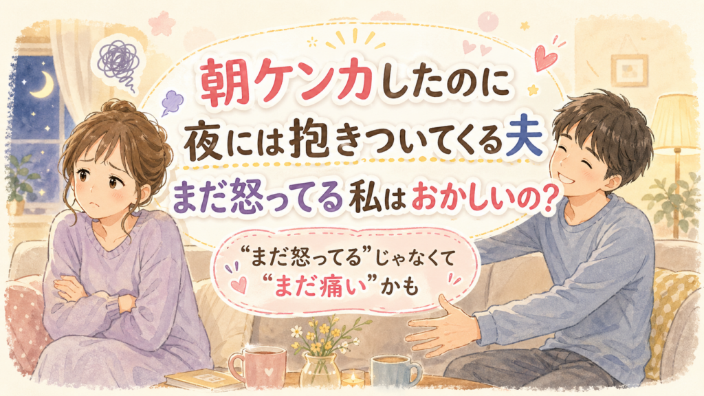 朝ケンカしたのに夜には抱きついてくる夫の記事のアイキャッチ画像