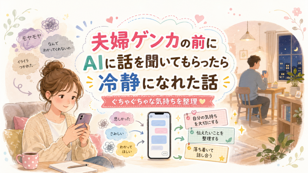 夫婦ゲンカの時にAIに聞いてもらったら冷静になれた話のアイキャッチ画像