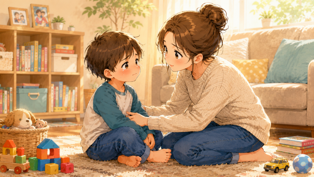 息子の気持ちを聞く母親のイラスト