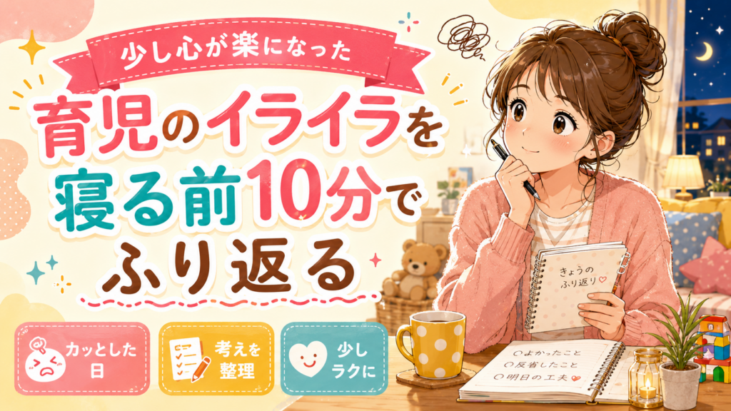 寝る前に自分を振り返る母親のアイキャッチ画像