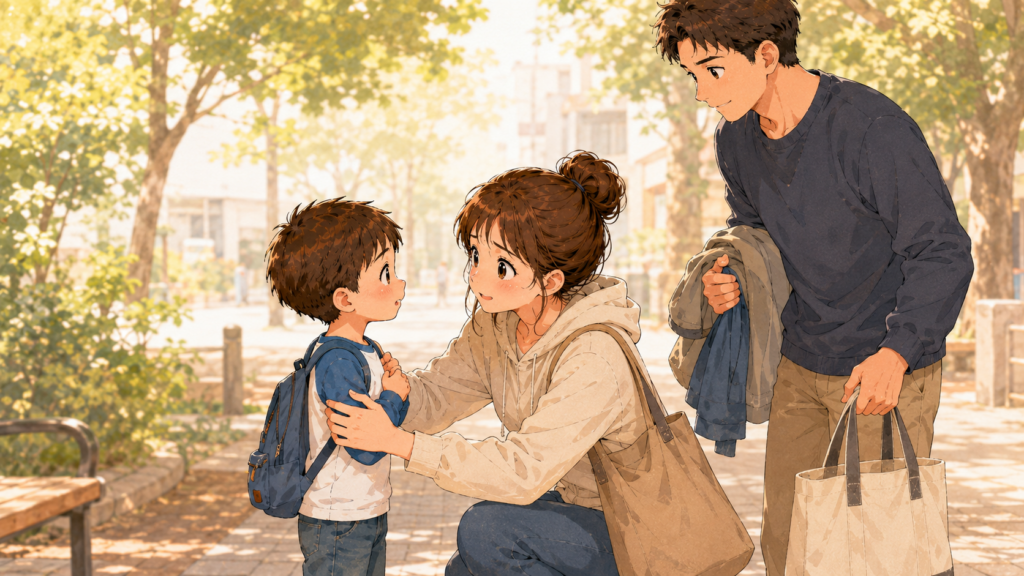 子どもにわかってもらえるように話す母親のイラスト