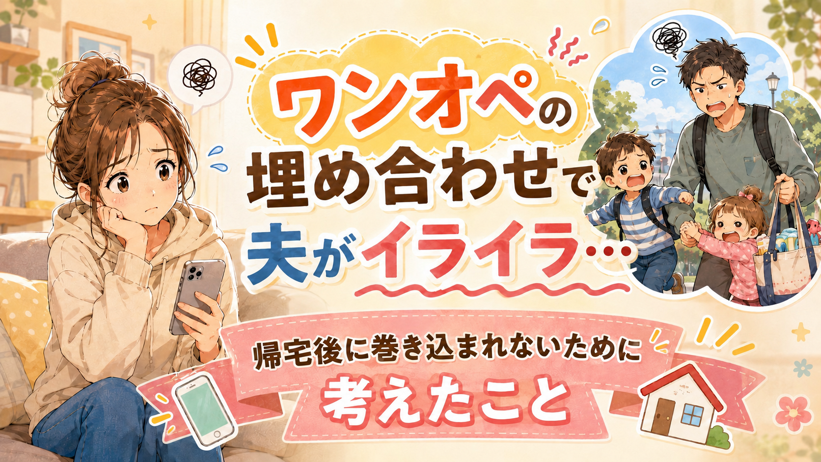 ワンオペ埋め合わせで夫がイライラしているアイキャッチ画像