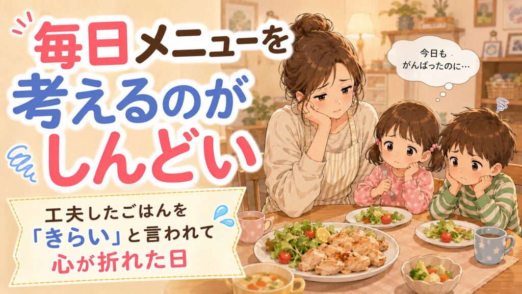 工夫したごはんを嫌いと言われて心が折れている母親のアイキャッチ画像